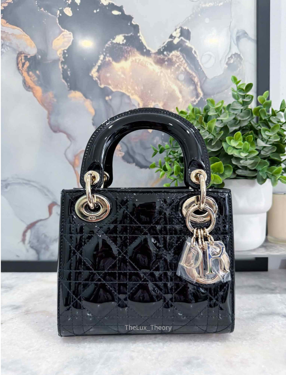 Lady dior black mini best sale