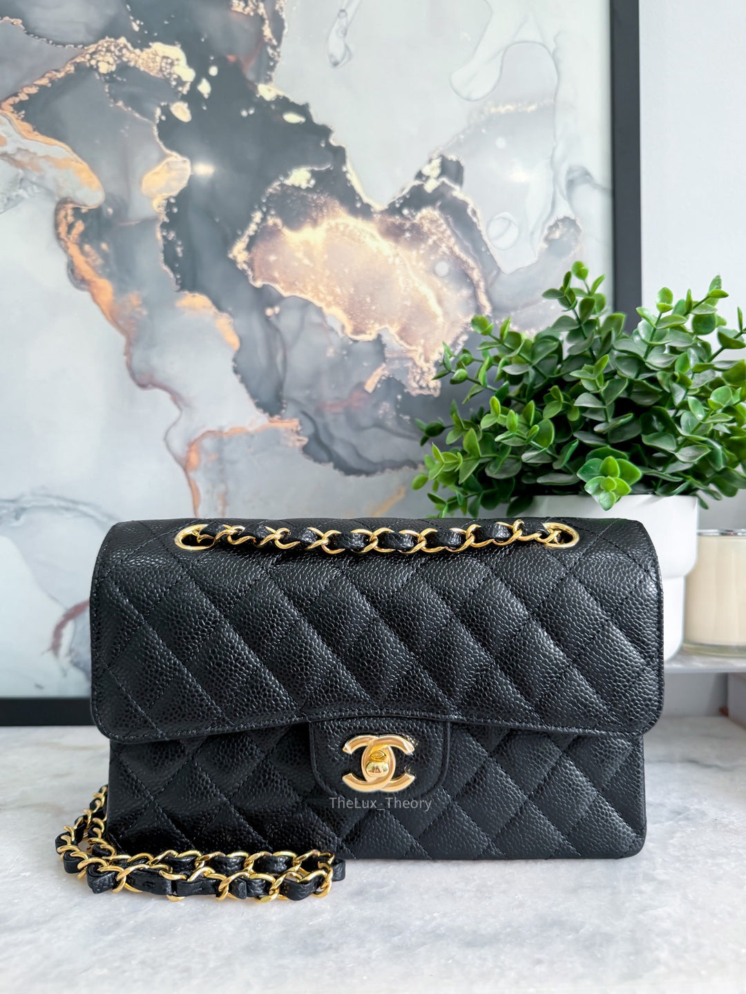 SMALL BLACK CLASSIC DOUBLE FLAP CAVIAR GOLD HARDWARE 2023