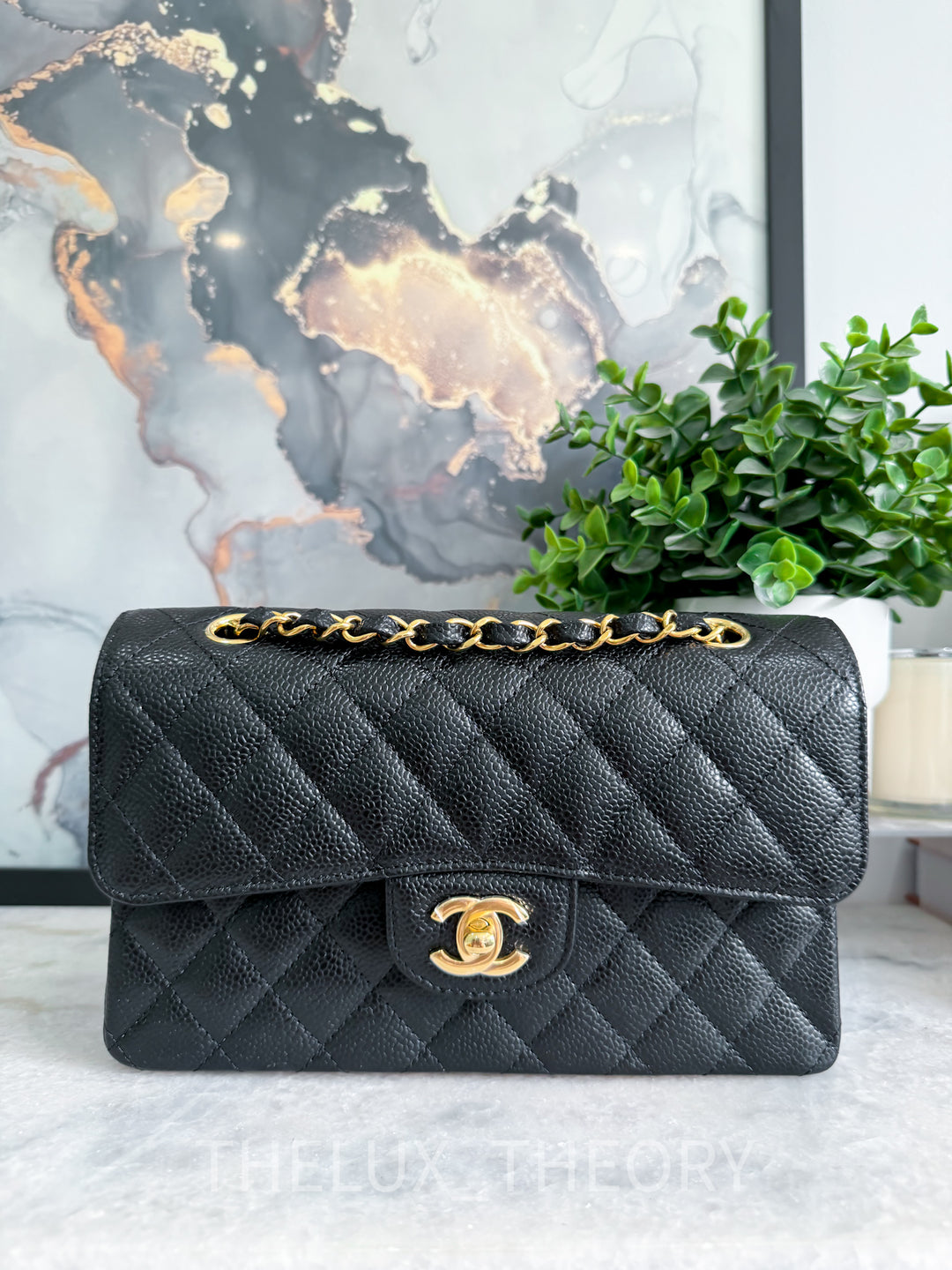 SMALL BLACK CLASSIC DOUBLE FLAP CAVIAR GOLD HARDWARE 2023