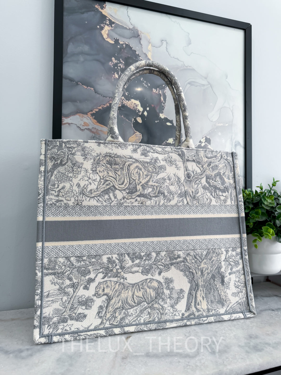 BOOK TOTE LARGE TOILE DE JOUY GREY 2021