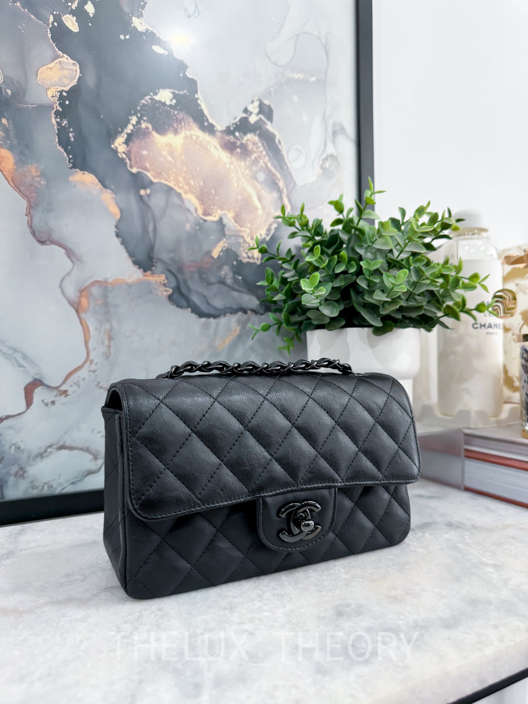 17S SO BLACK MINI RECTANGULAR FLAP BAG CALFSKIN