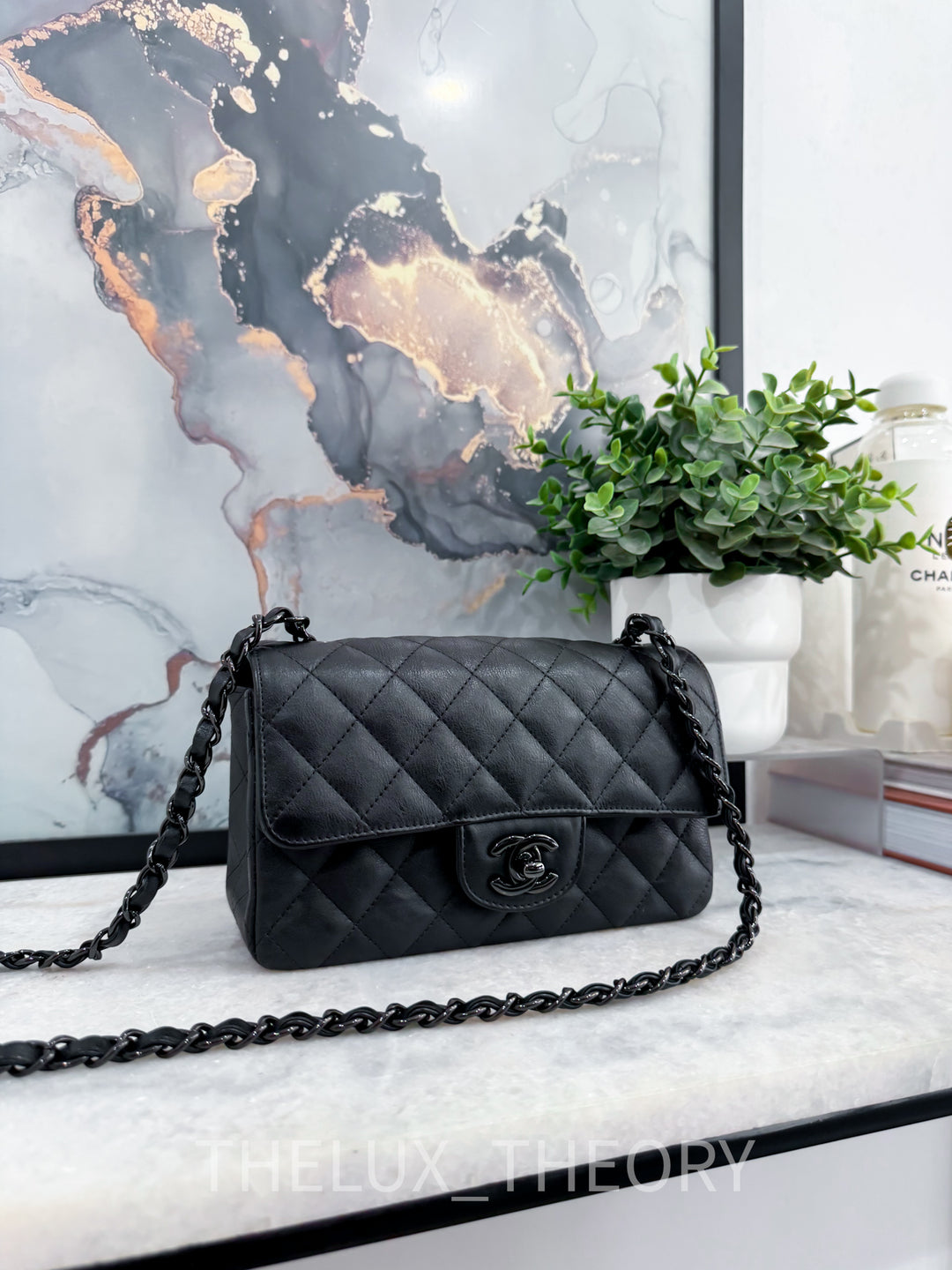 17S SO BLACK MINI RECTANGULAR FLAP BAG CALFSKIN