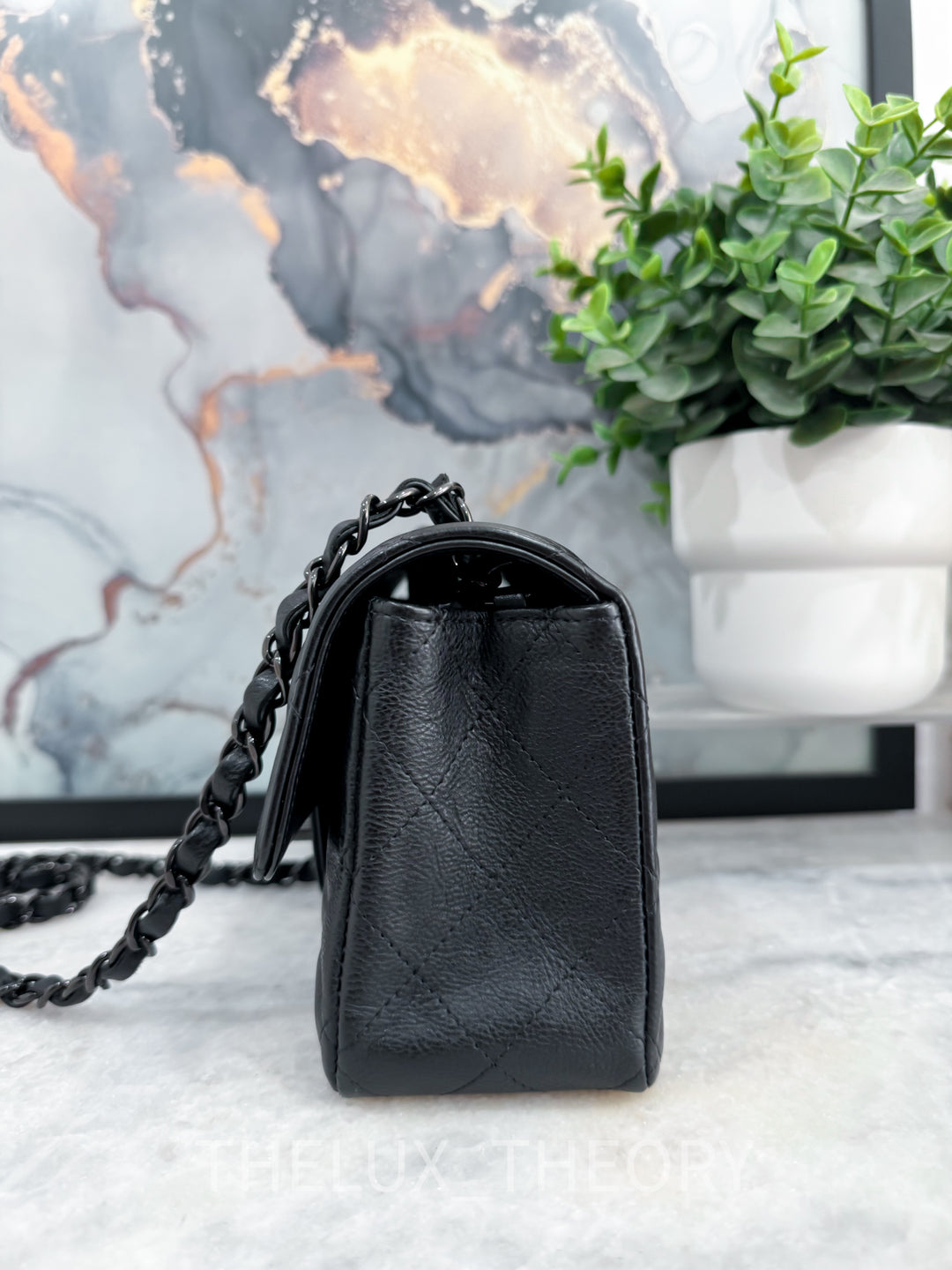 17S SO BLACK MINI RECTANGULAR FLAP BAG CALFSKIN