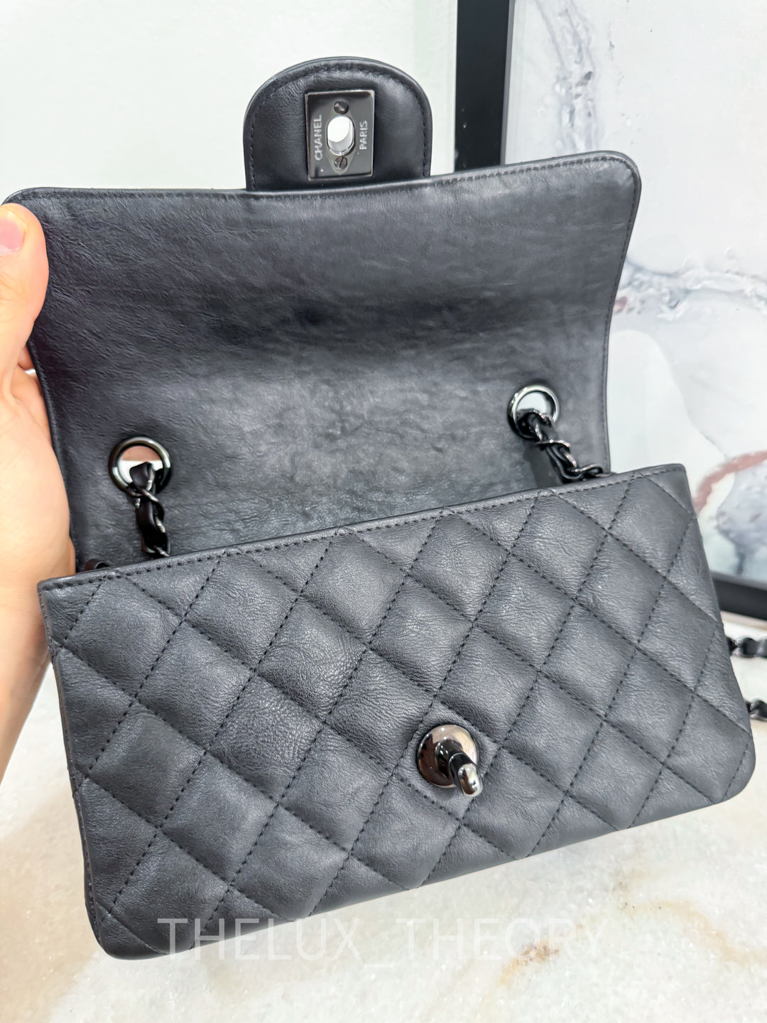 17S SO BLACK MINI RECTANGULAR FLAP BAG CALFSKIN