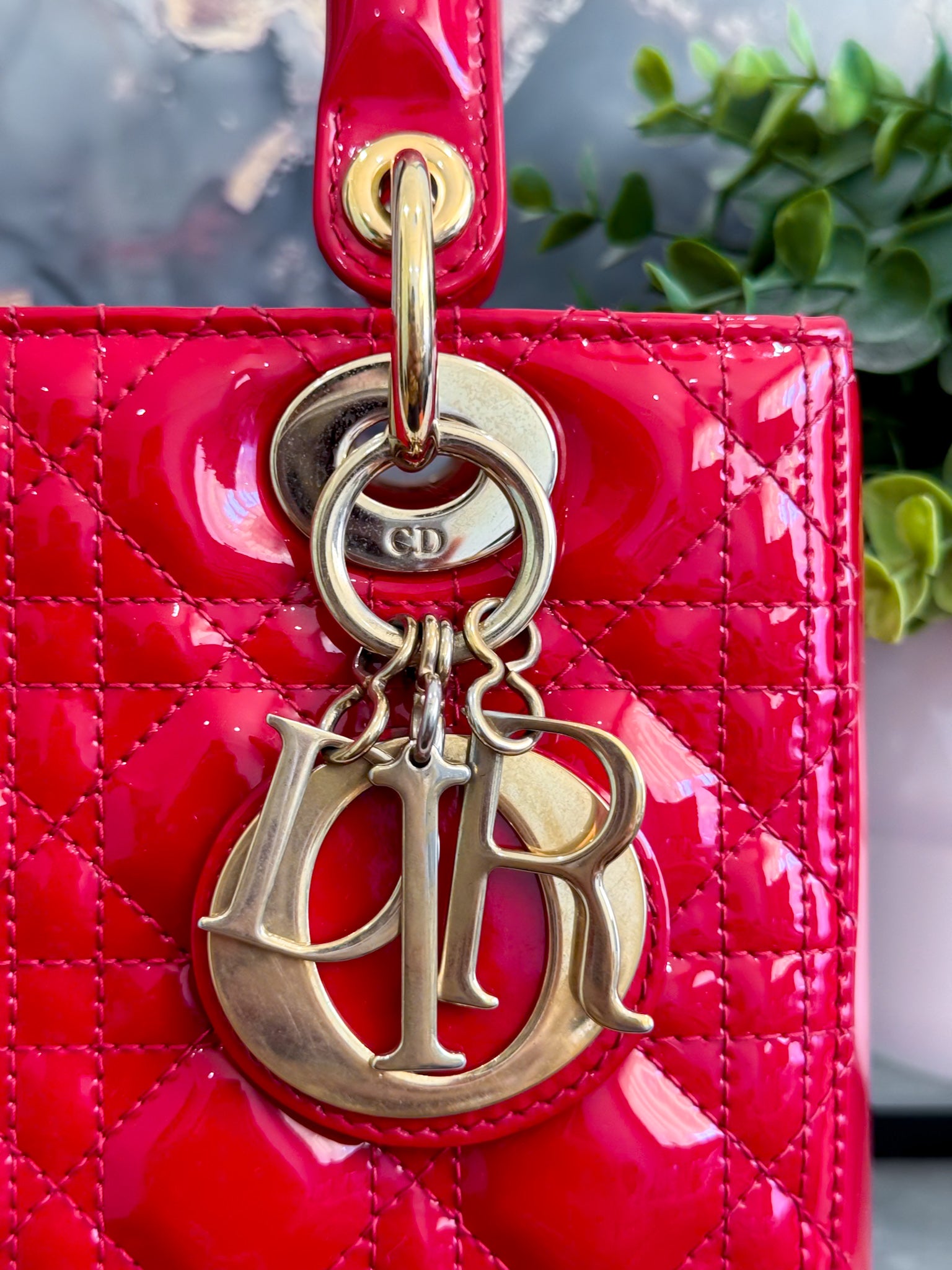 Lady dior red patent on sale