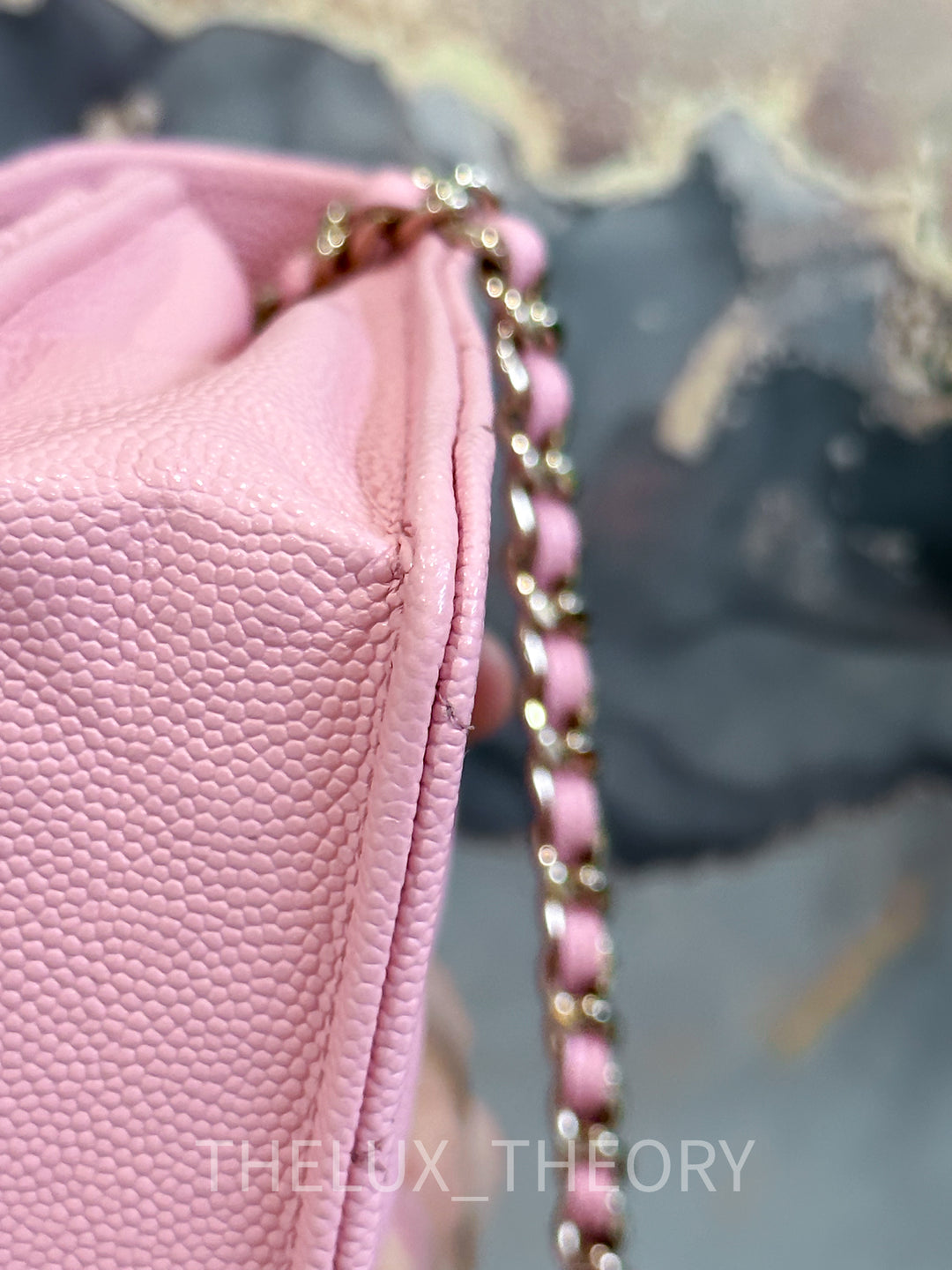 22C PINK WALLET ON CHAIN CAVIAR LIGHT GOLD HARDWARE