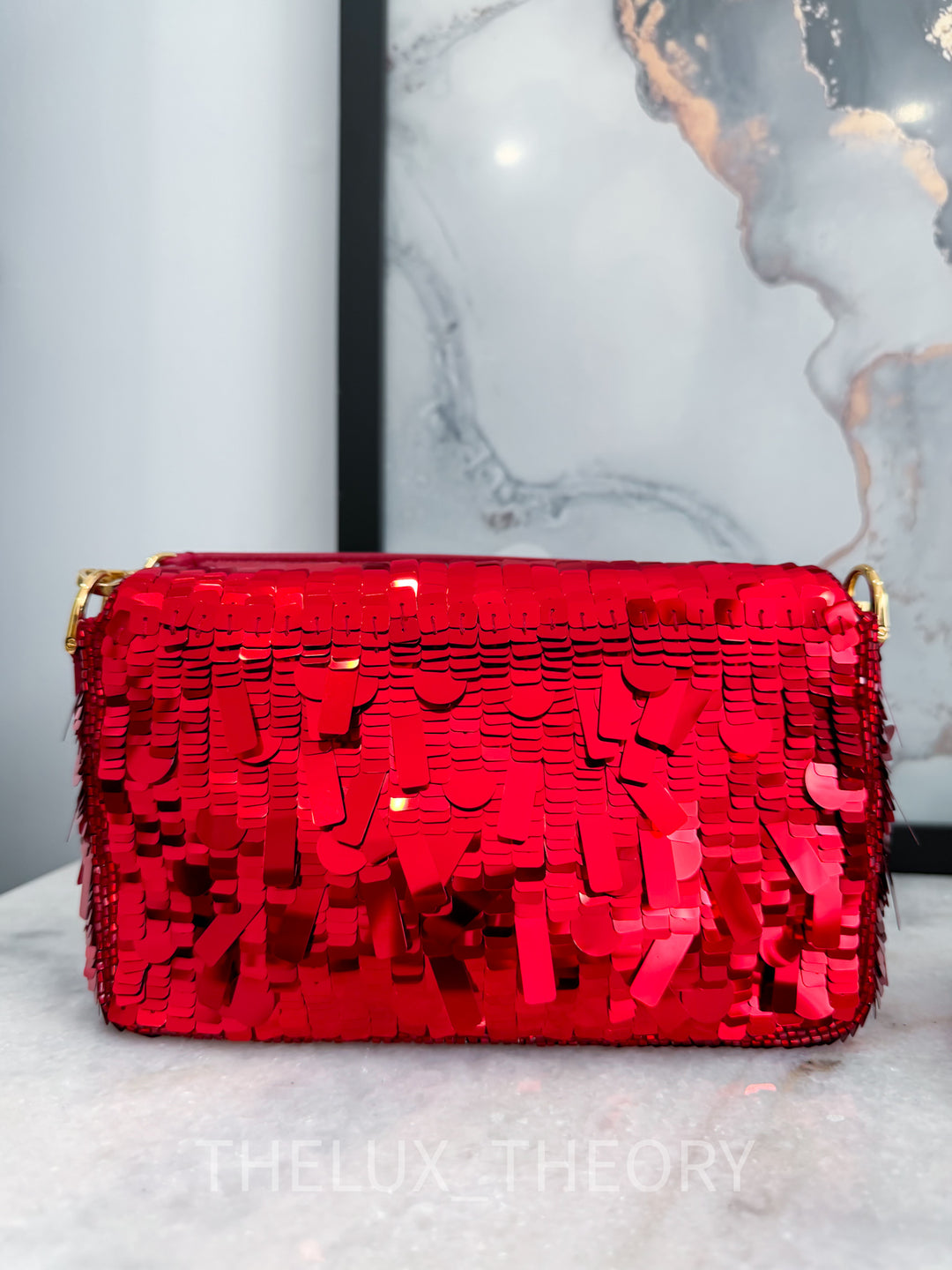 FENDI RED SEQUINS MINI BAGUETTE