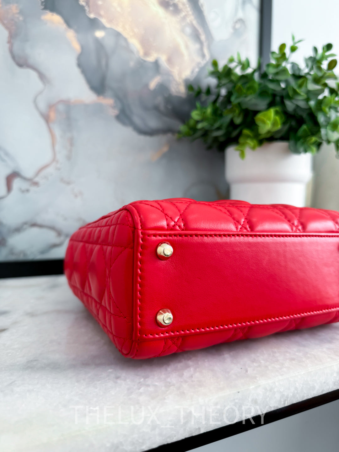 LADY D MINI RED (M48R) LAMBSKIN CANNAGE LIGHT GOLD HARDWARE 2018