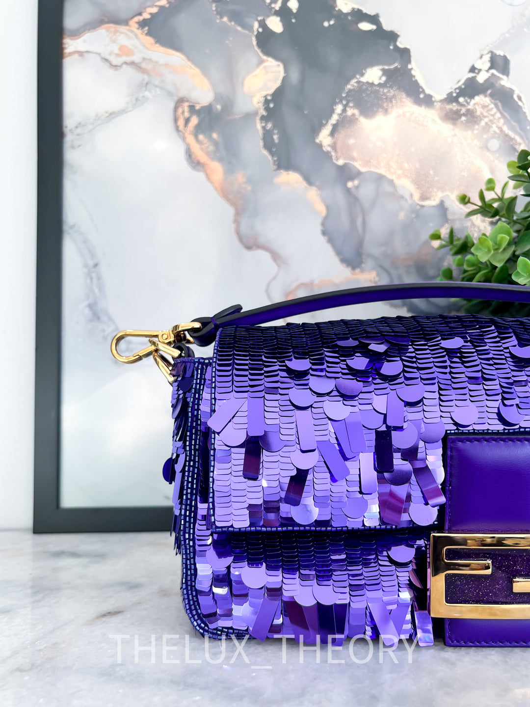 FENDI SATC PURPLE RAIN SEQUINS BAGUETTE