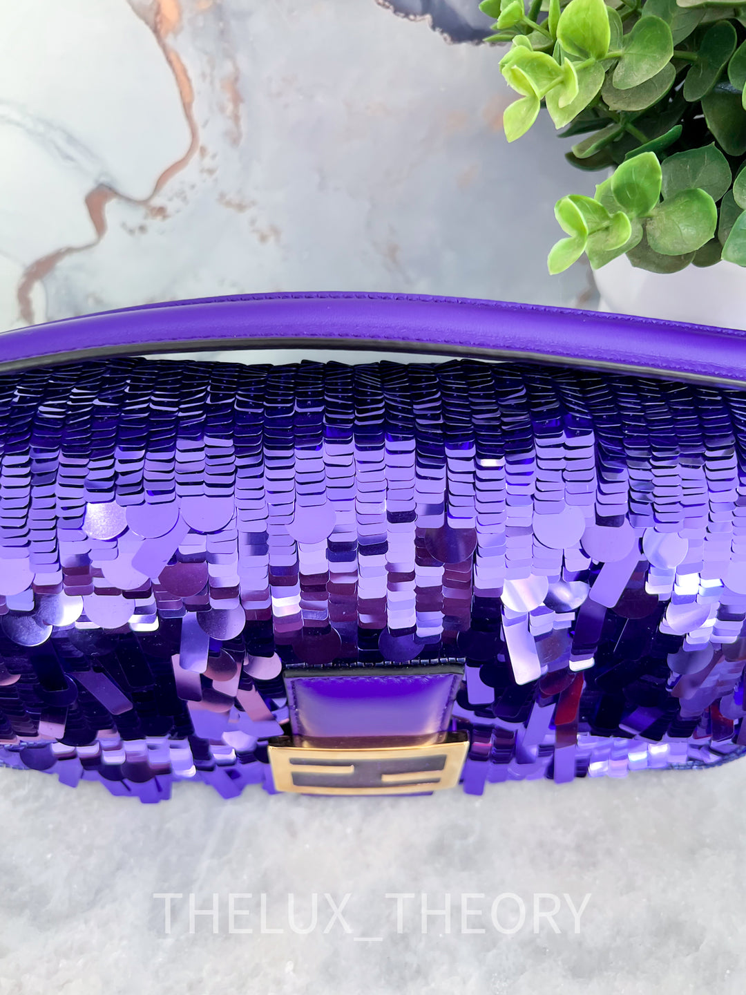 FENDI SATC PURPLE RAIN SEQUINS BAGUETTE