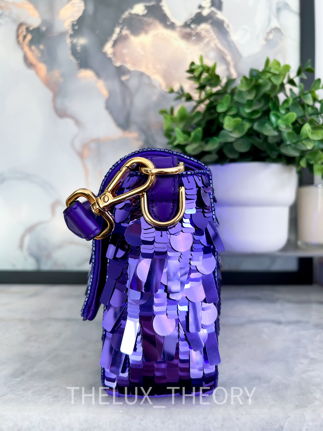 FENDI SATC PURPLE RAIN SEQUINS BAGUETTE