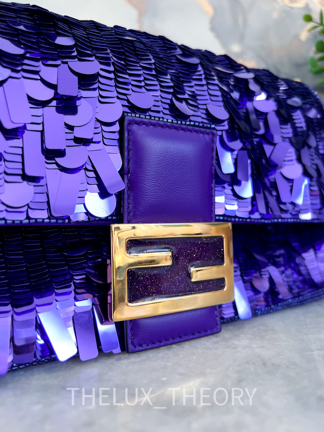 FENDI SATC PURPLE RAIN SEQUINS BAGUETTE