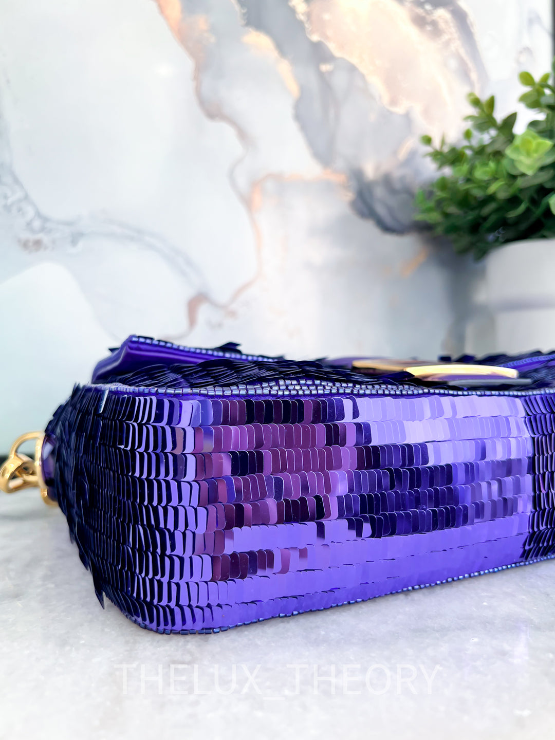 FENDI SATC PURPLE RAIN SEQUINS BAGUETTE