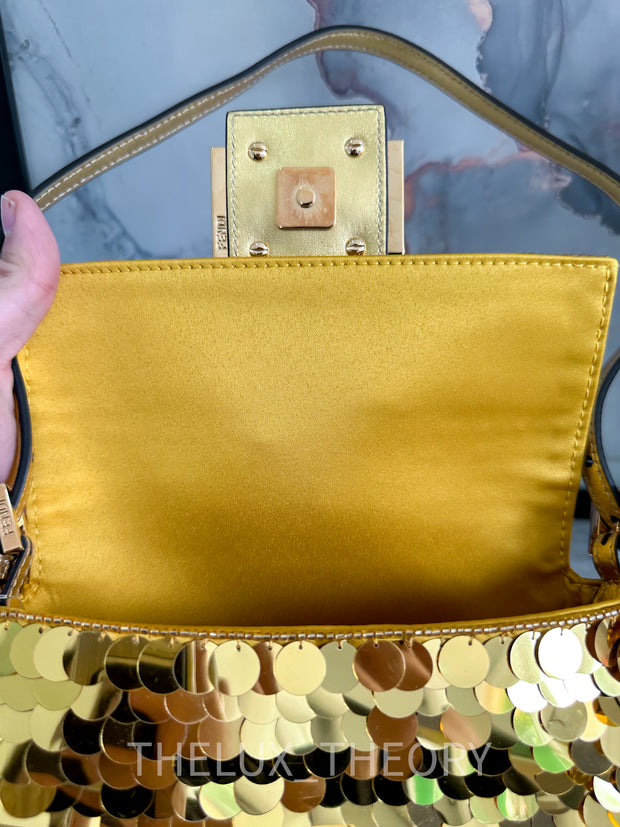 Mini Baguette 1997 - Gold-coloured leather and sequinned bag