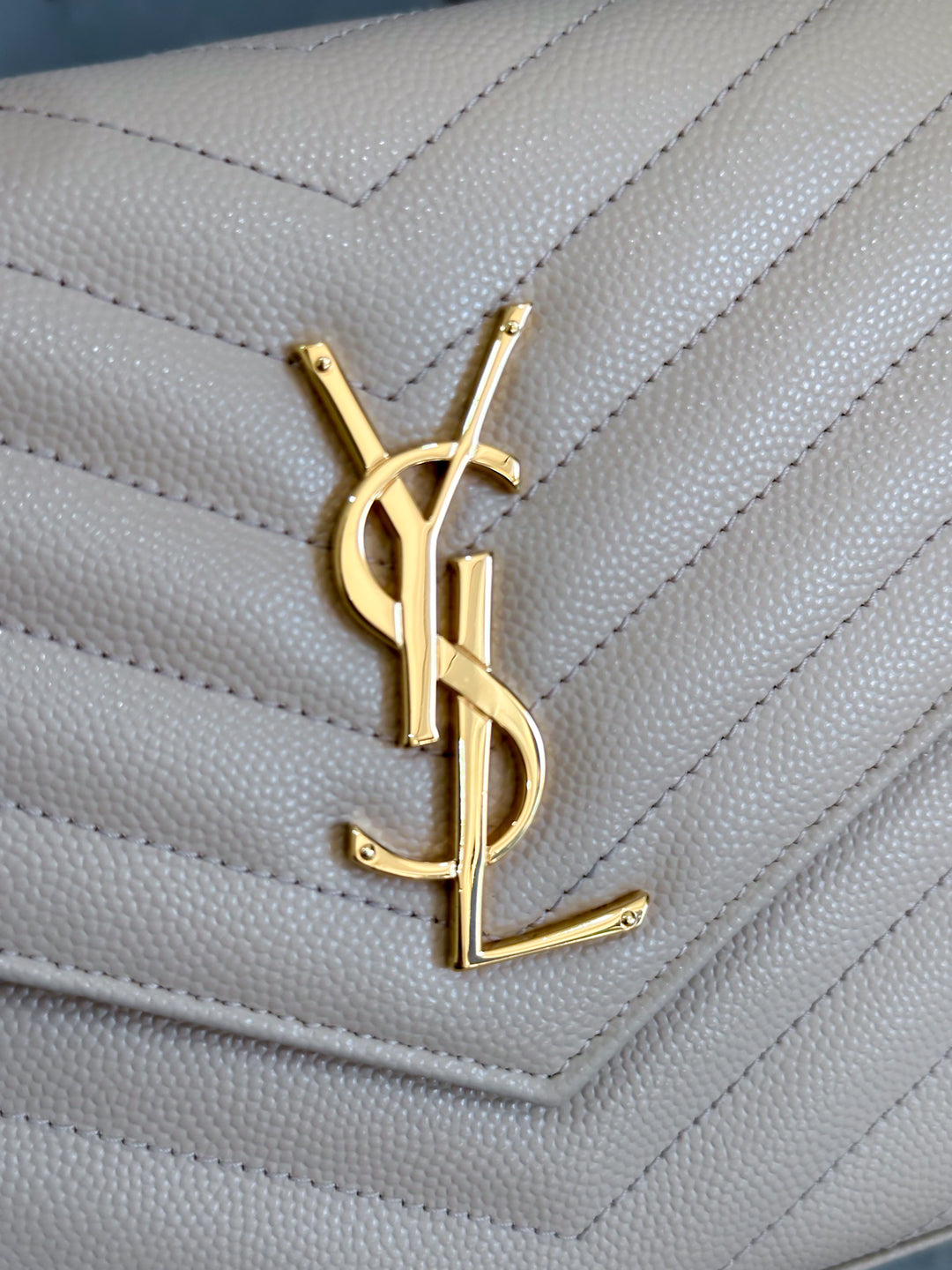 YSL CASSANDRE WALLET ON CHAIN BEIGE GOLD HARDWARE