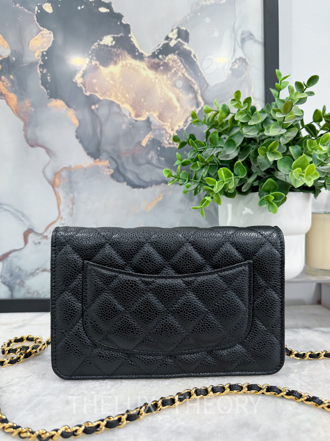 CLASSIC BLACK WALLET ON CHAIN CAVIAR GOLD HARDWARE 2021